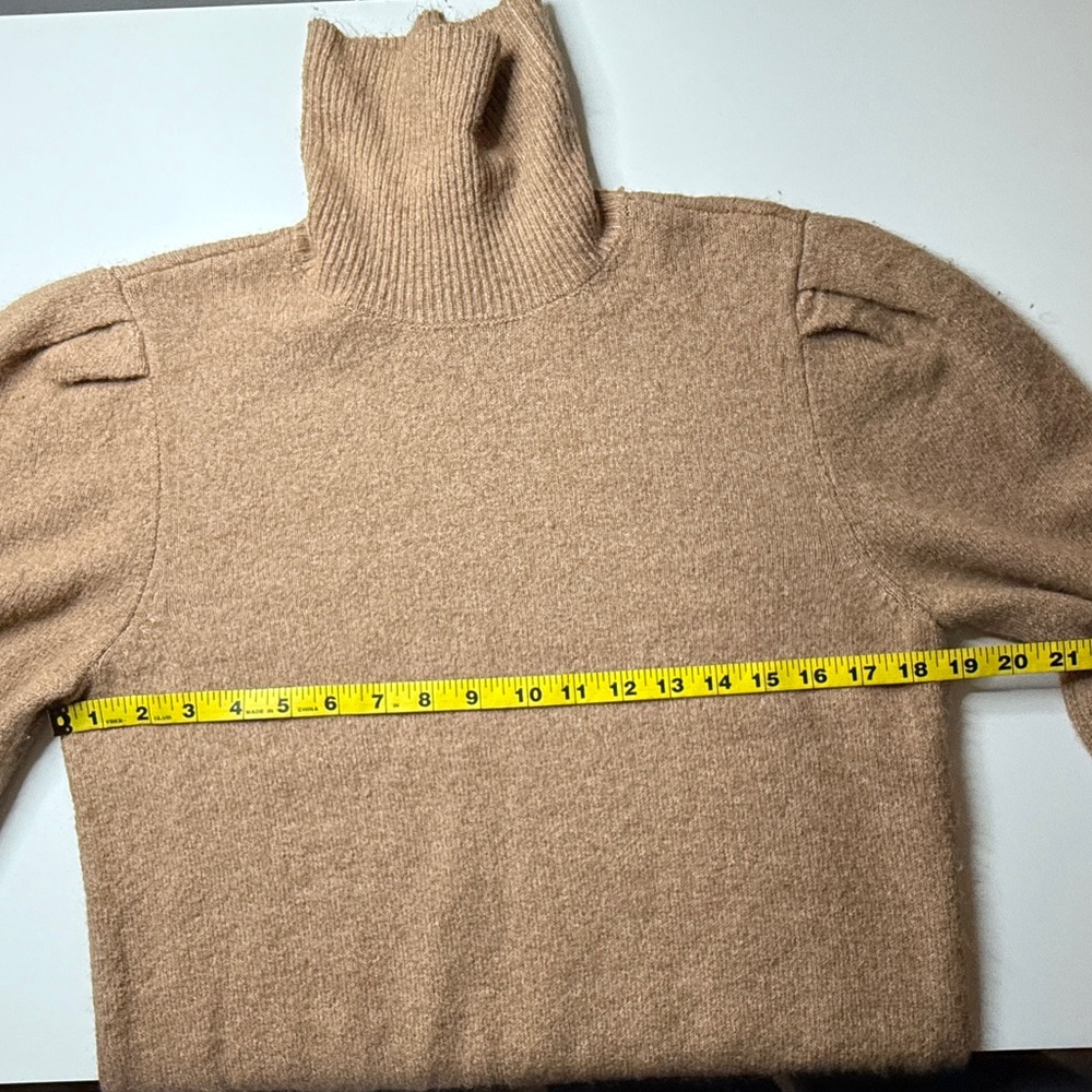 Alex Marie | Turtleneck Puff Sleeve Sweater | Camel Brown | Size M - Picture 8 of 10